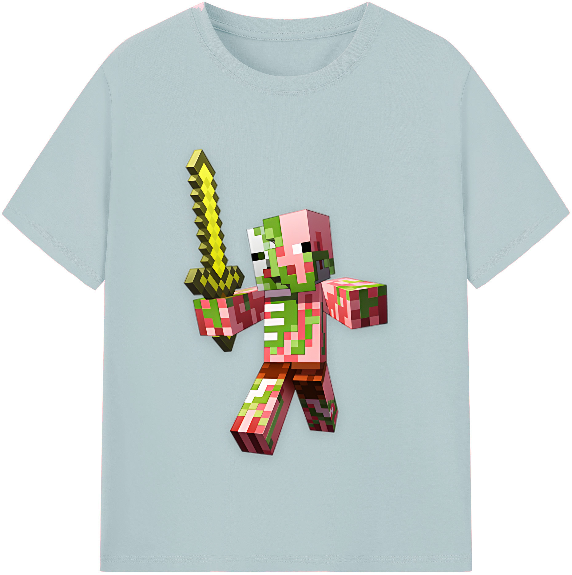 （画像用） マインクラフト ブロックの世界 Minecraft MC Block world 綿100％半袖Tシャツ（フロントプリント）